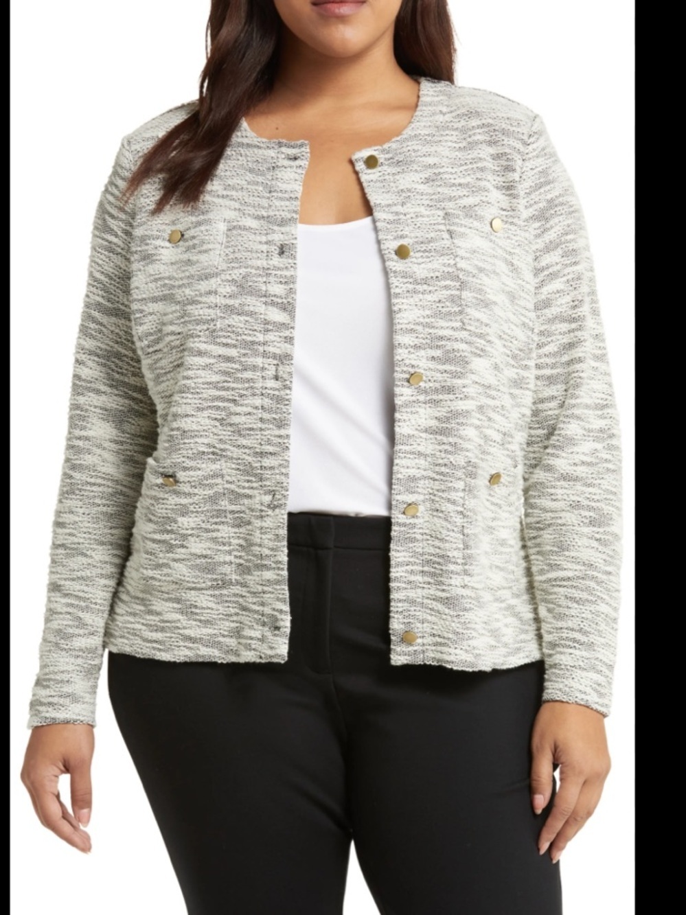 Nwot
NIC+ZOE Cream & Gray Textured Blazer $188 spring formal casual classic